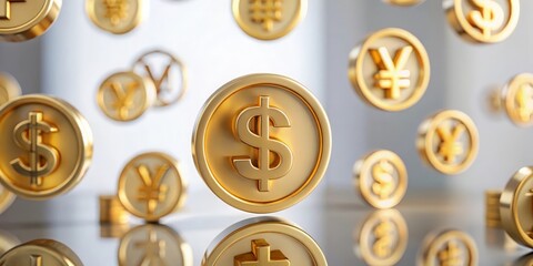 Gold Currency and Finance Abstract - An abstract golden background with mixed currency symbols and financial elements.
