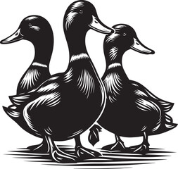 Duck Silhouette isolated on white background Minimalist duck vector illustration