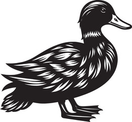 Duck Silhouette isolated on white background Minimalist duck vector illustration