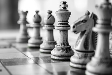 Chess game scene with detailed pawn and piece design