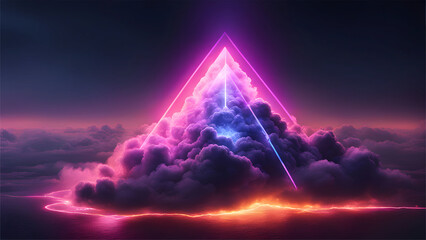 A mysterious dark Smoky texture with a neon light triangle shape