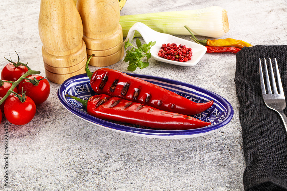 Wall mural grilled red spicy pepper snack