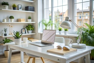Fototapeta premium Modern Workspace for Self-Learning and Blogging