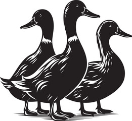 Duck Silhouette isolated on white background Minimalist duck vector illustration