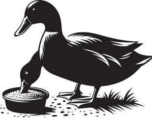 Duck Silhouette isolated on white background Minimalist duck vector illustration