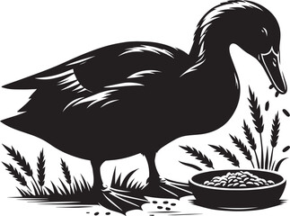 Duck Silhouette isolated on white background Minimalist duck vector illustration