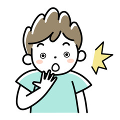 驚く男の子の上半身