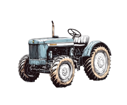 Vintage tractor hand drawn sketch in doodle style. Vector illustration design.