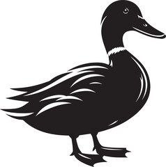 Duck Silhouette isolated on white background Minimalist duck vector illustration
