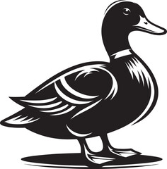 Duck Silhouette isolated on white background Minimalist duck vector illustration