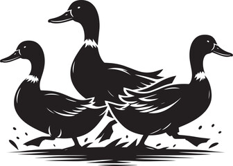 Duck Silhouette isolated on white background Minimalist duck vector illustration
