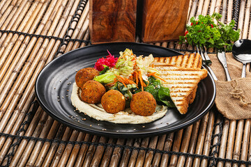 Israeli Falafel with hummus with bread
