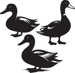 Duck Silhouette isolated on white background Minimalist duck vector illustration