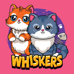 International Cat Day funny vector hand drawn cartoon illustration for sticker, badge, patch, banner, greeting card, invitation
