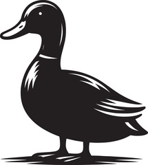 Duck Silhouette isolated on white background Minimalist duck vector illustration