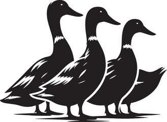 Duck Silhouette isolated on white background Minimalist duck vector illustration