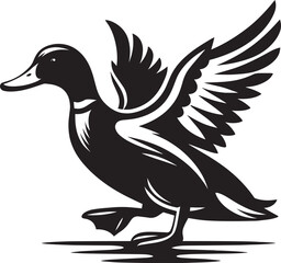 Duck Silhouette isolated on white background Minimalist duck vector illustration