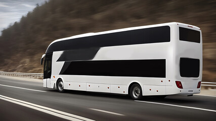 Fototapeta premium Luxury Bus Traveling on a Scenic Highway