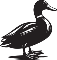 Duck Silhouette isolated on white background Minimalist duck vector illustration
