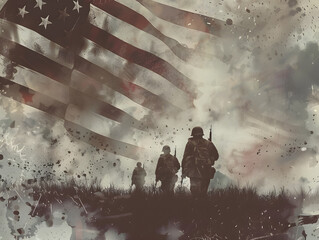 Fototapeta premium Background for celebrating memorial day or independence day. Neural network AI generated art