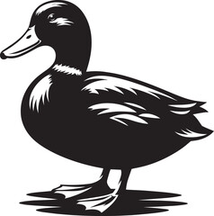 Duck Silhouette isolated on white background Minimalist duck vector illustration