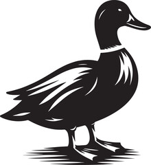 Duck Silhouette isolated on white background Minimalist duck vector illustration