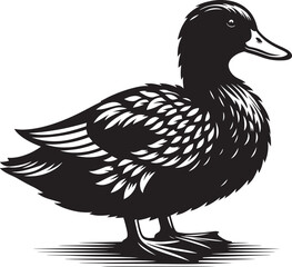 Duck Silhouette isolated on white background Minimalist duck vector illustration