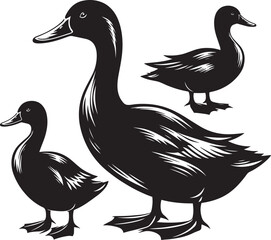 Duck Silhouette isolated on white background Minimalist duck vector illustration