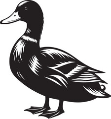 Duck Silhouette isolated on white background Minimalist duck vector illustration