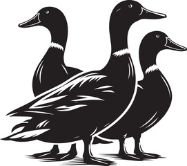 Duck Silhouette isolated on white background Minimalist duck vector illustration