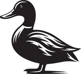 Duck Silhouette isolated on white background Minimalist duck vector illustration