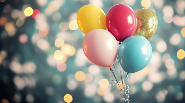 birthday balloons patry postcard banner background, high definition image