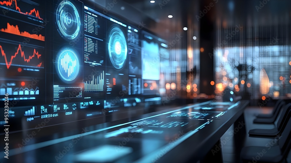 Poster futuristic tech interface - data analysis & business analytics