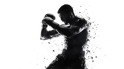 Dynamic Boxer: Powerful Punch in High-Resolution Black-and-White Photography