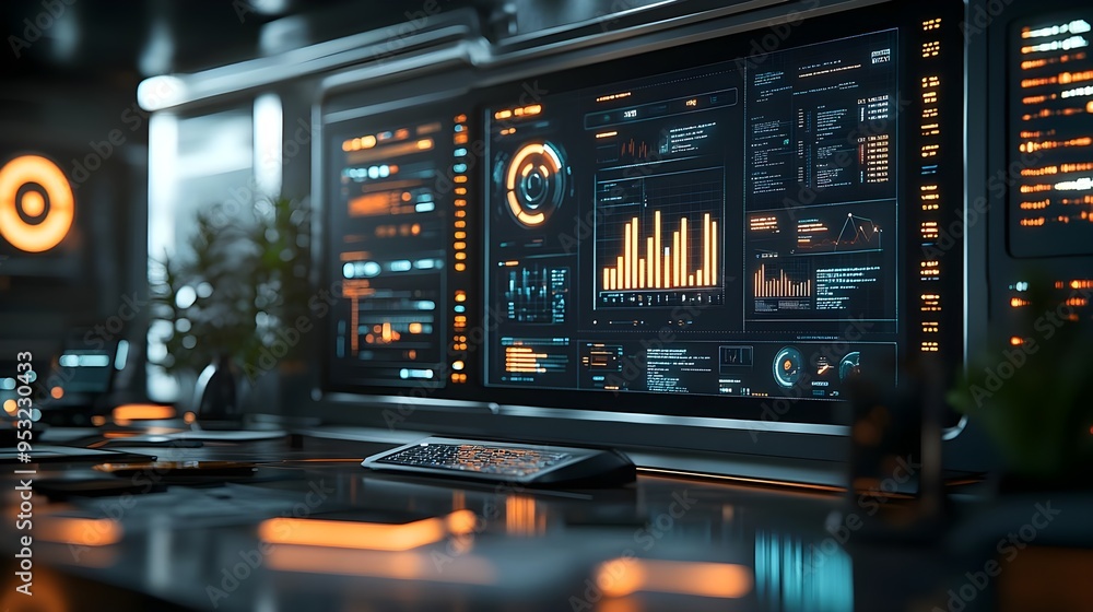 Poster futuristic tech interface - data analytics & monitoring
