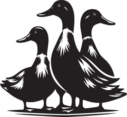 Duck Silhouette isolated on white background Minimalist duck vector illustration