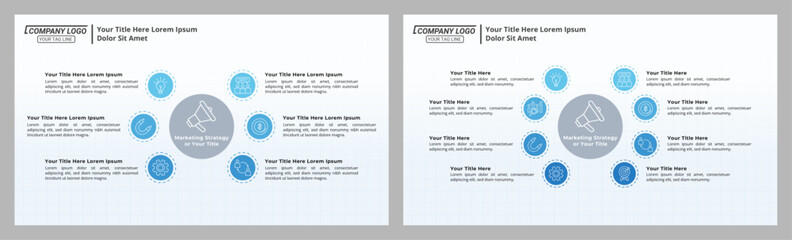 5 & 8 Options Infographic Diagram with Editable Text on a 16:9 Layout for Business Presentations, Management, and Evaluation.