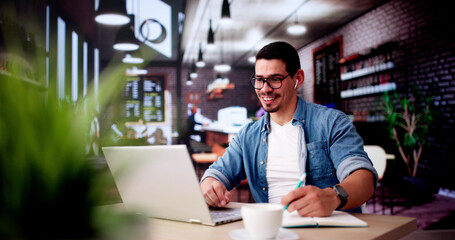 Work And Study On Laptop Computer