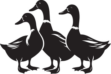 Duck Silhouette isolated on white background Minimalist duck vector illustration