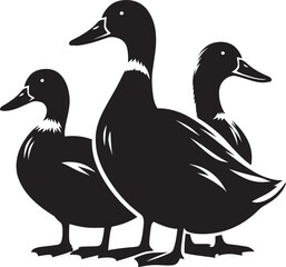 Duck Silhouette isolated on white background Minimalist duck vector illustration