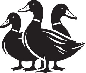 Duck Silhouette isolated on white background Minimalist duck vector illustration