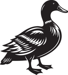 Duck Silhouette isolated on white background Minimalist duck vector illustration