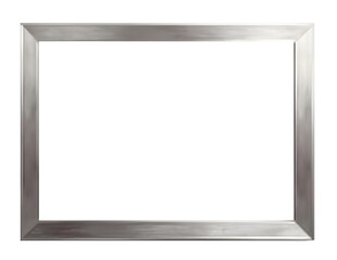 One silver picture frame on transparent background