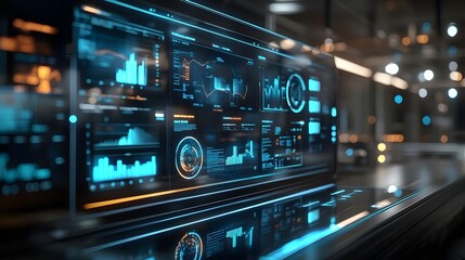 Fototapeta premium Futuristic Tech Interface with Data Analytics & Graphs