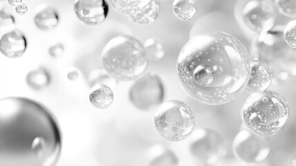 shiny transparent balls tumbling spread irregularly in the background. for banner design or a product template, highly detailed image