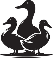 Duck Silhouette isolated on white background Minimalist duck vector illustration