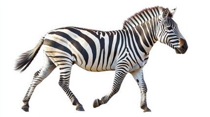 Fototapeta premium Zebra in Motion: Isolated Elegance 