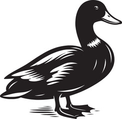 Duck Silhouette isolated on white background Minimalist duck vector illustration