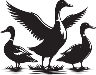 Duck Silhouette isolated on white background Minimalist duck vector illustration