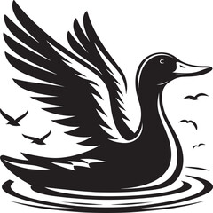 Duck Silhouette isolated on white background Minimalist duck vector illustration